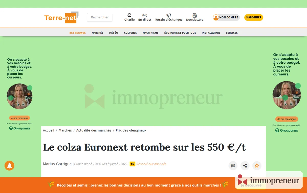 Capture : Le colza repart en territoire négatif
